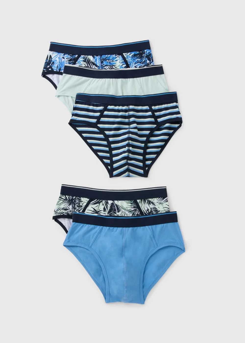 5 Pack Green Palm Printed Briefs - S Image 1