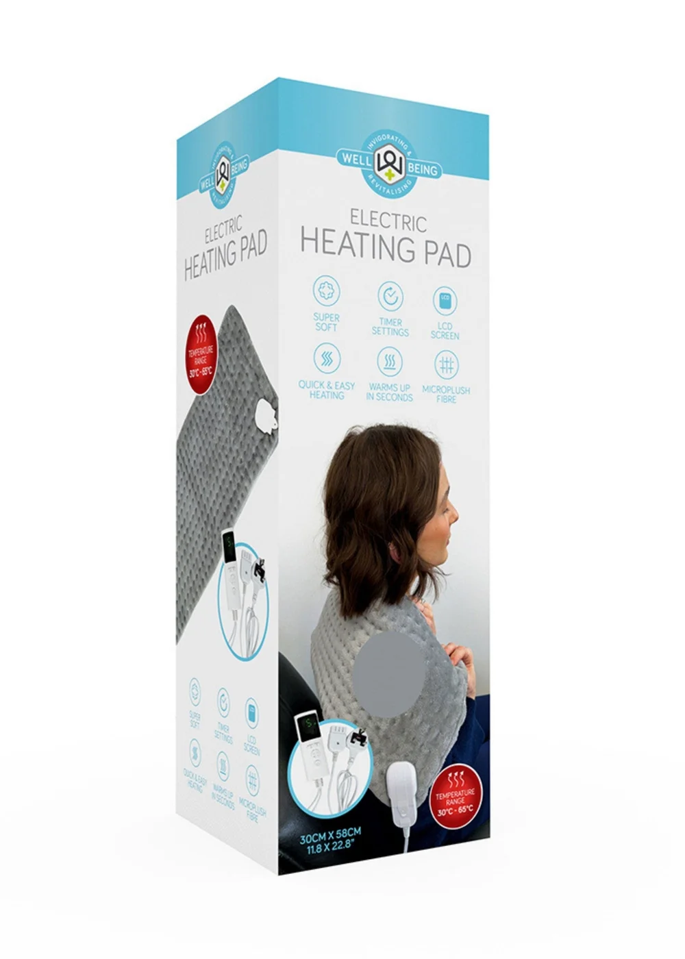 Wellbeing Grey Invigorating & Revitalising Heat Pad UK Plug - One Size Image 3