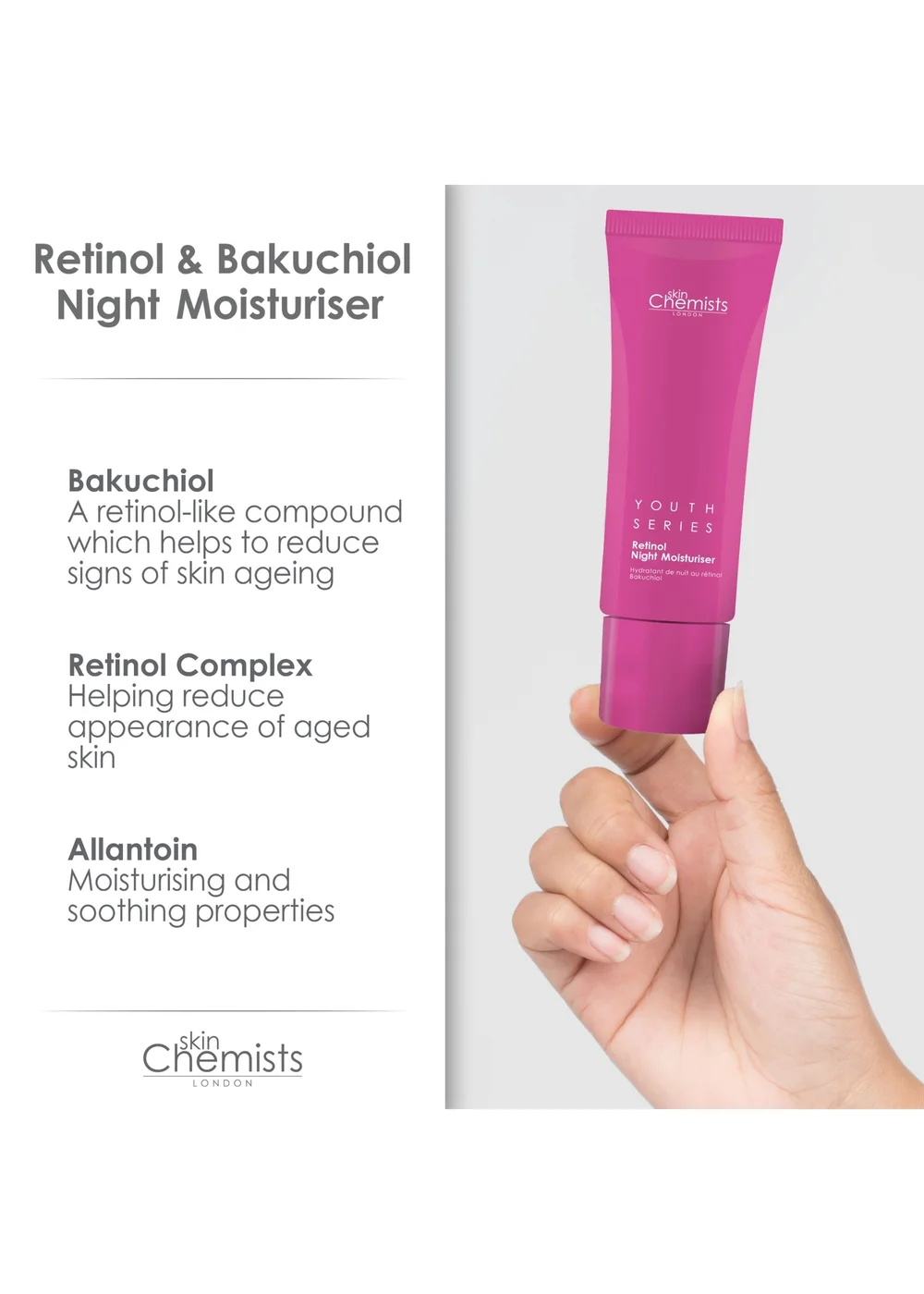 SkinChemists Retinol & Bakuchiol Night Moisturiser (50ml) - 50ml Image 5