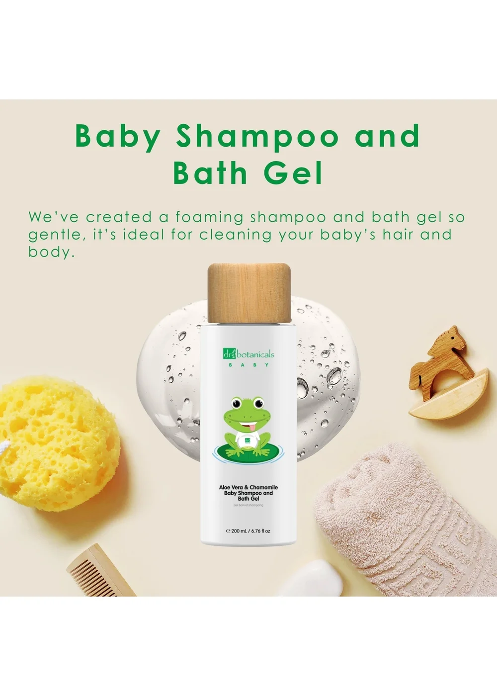 Dr Botanicals Aloe Vera & Chamomile Baby Shampoo & Bath Gel (200ml) - 200ml Image 4