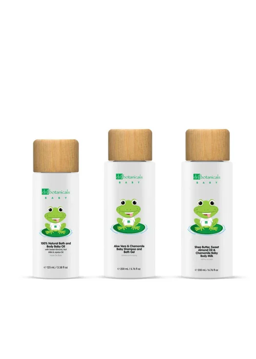 Dr Botanicals Baby Collection Shampoo & Bath Gel, Body Oil & Milk Kit - One Size Image 1