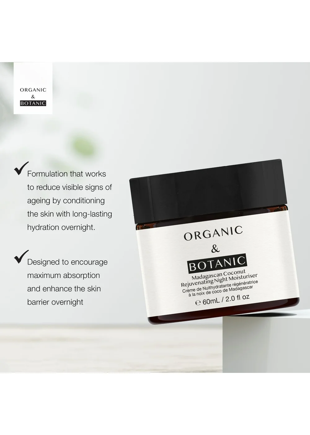 Organic & Botanic Madagascan Coconut Rejuvenating Night Moisturiser (60ml) - 60ml Image 4