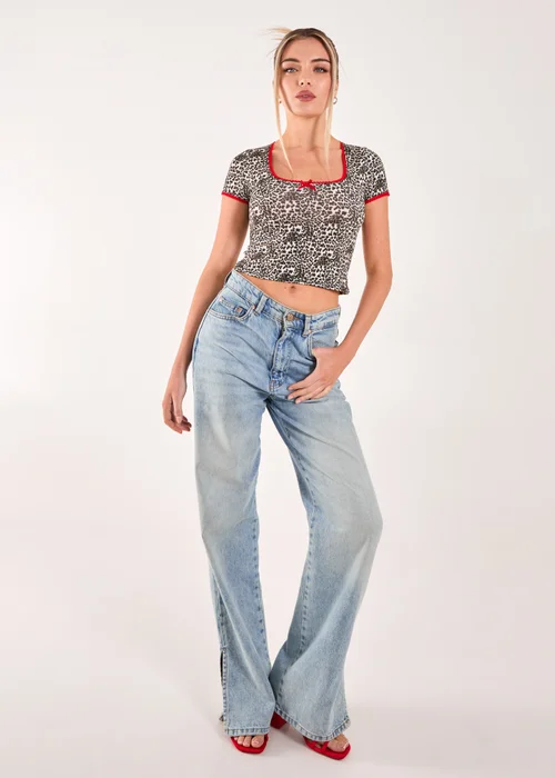 Pink Vanilla Brown Cap Sleeve Leopard Print Top - S Image 4