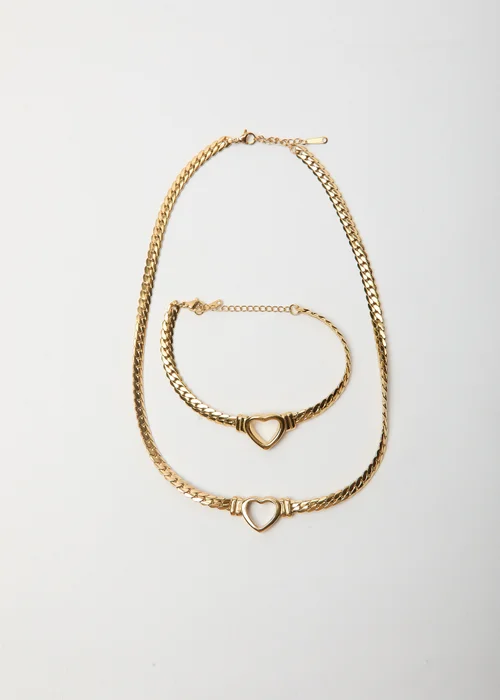 Madein Heart layered Necklace and Choker Set - One Size Image 2