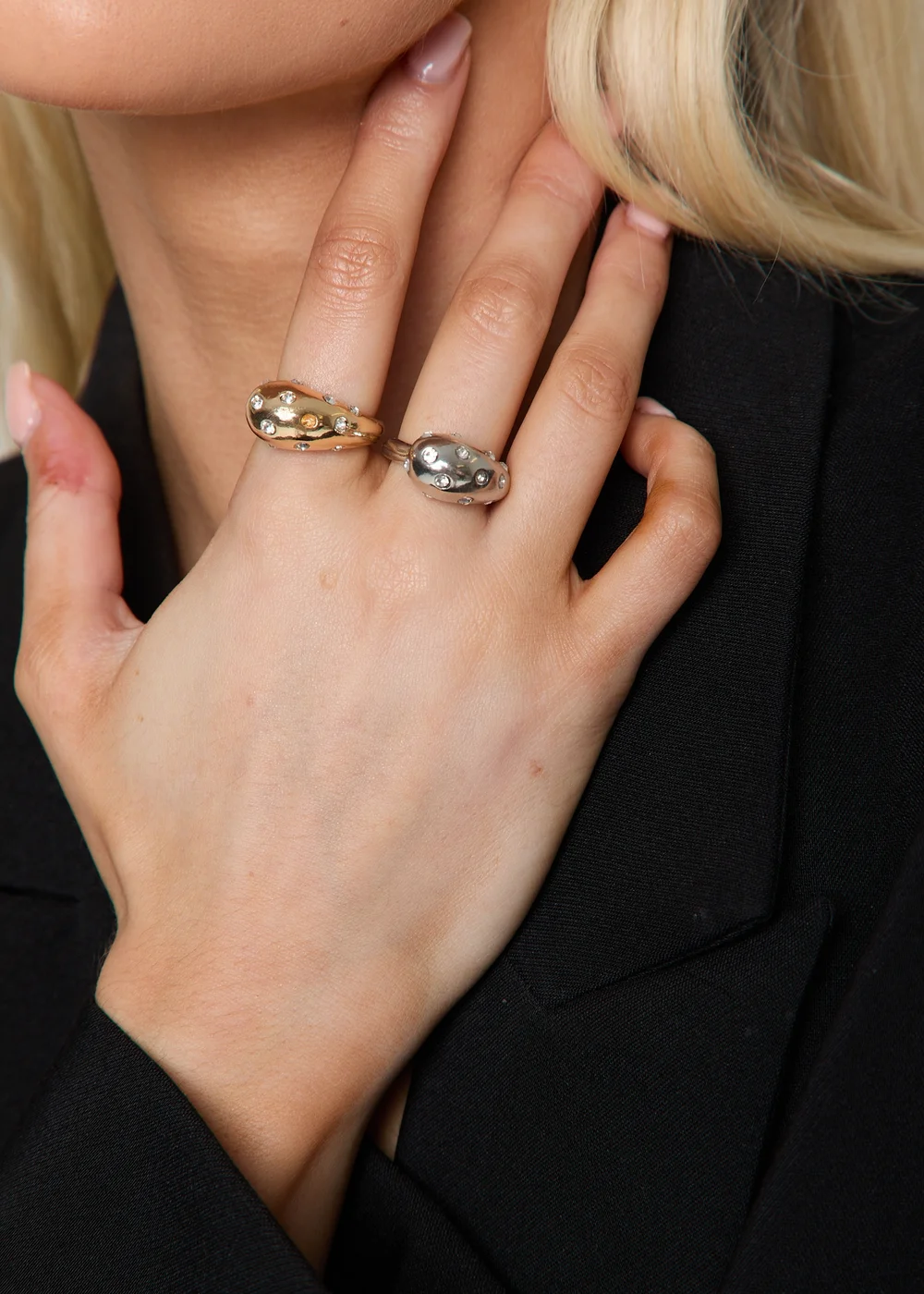 Madein Embellished Ring Set - One Size Image 1