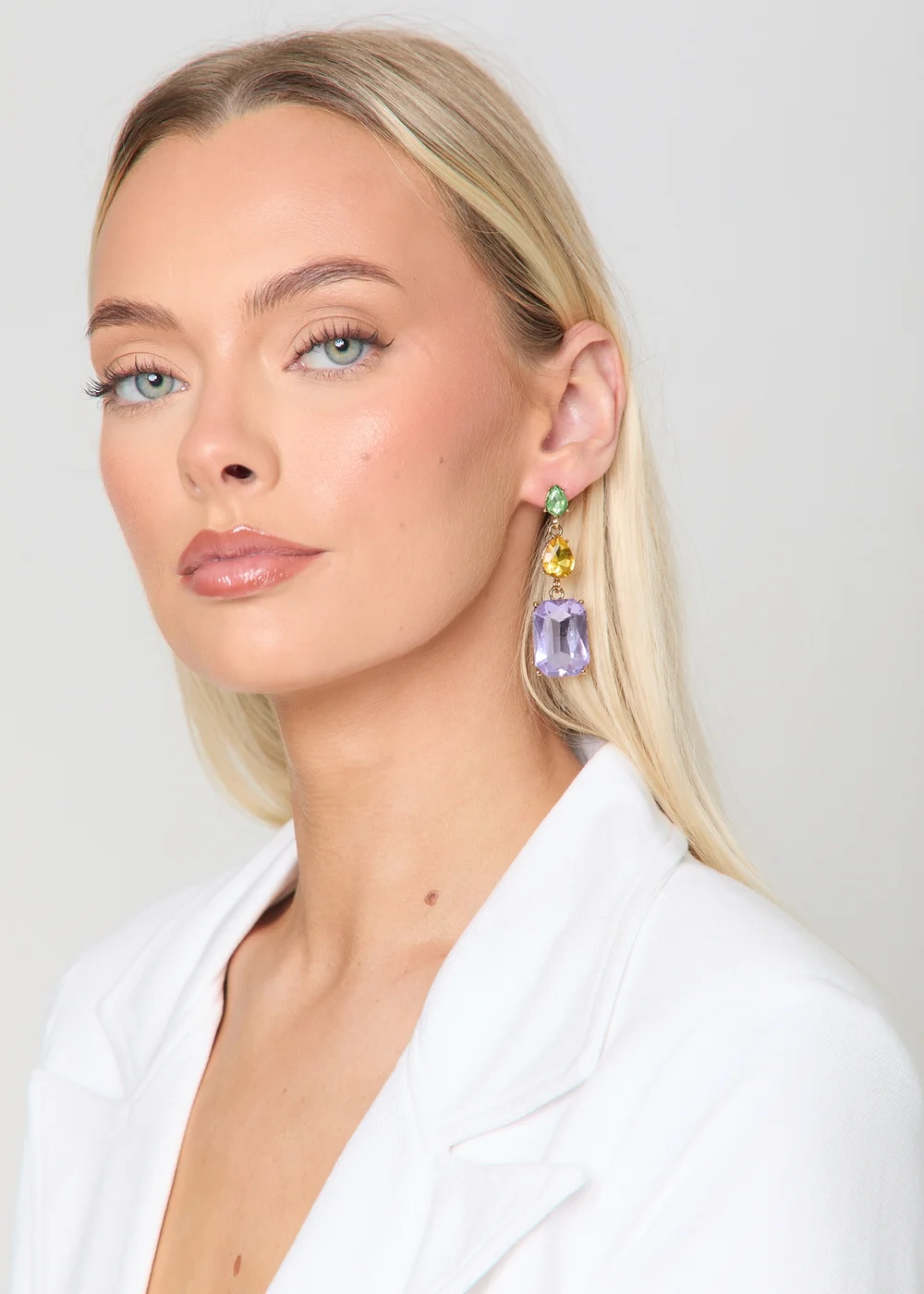 Madein Embellished Drop Down Earrings - One Size Image 3