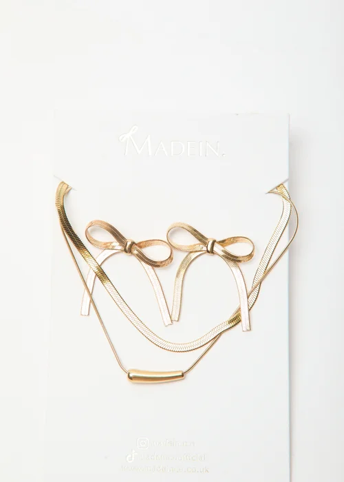 Madein Gold Earring and Necklace Set - One Size Image 2