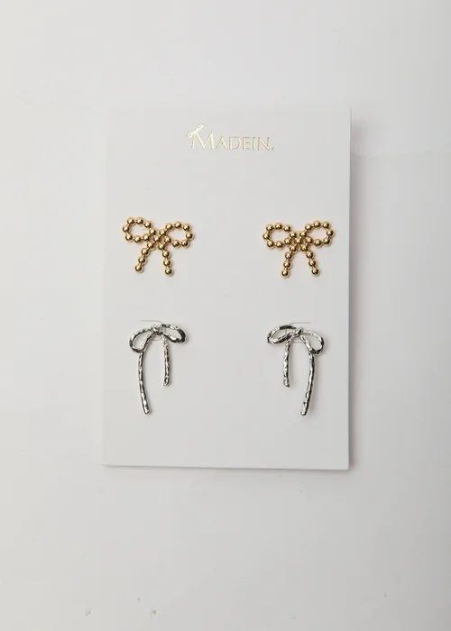 Madein Bow Earring Set - One Size Image 2