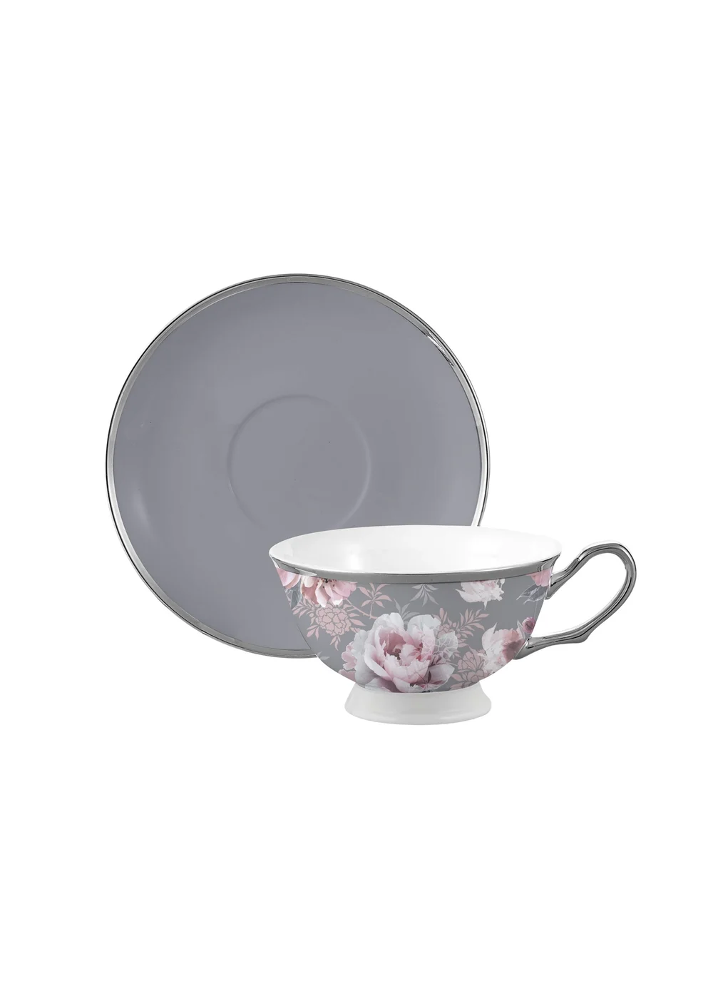 Catherine Lansfield Dramatic Floral Teacup & Saucer Set - One Size Image 1