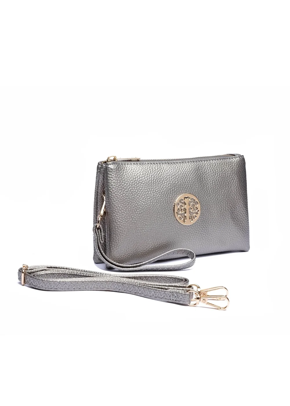 Raffaella Metallic Silver Clutch Purse - One Size Image 1