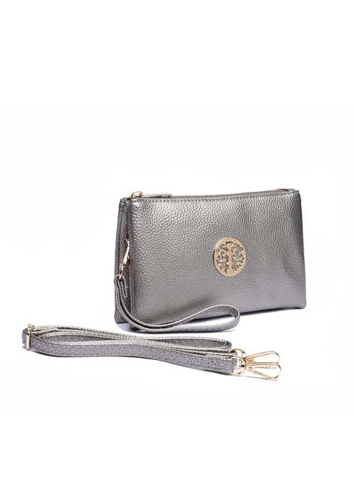 Raffaella Metallic Silver Clutch Purse - One Size Image 1