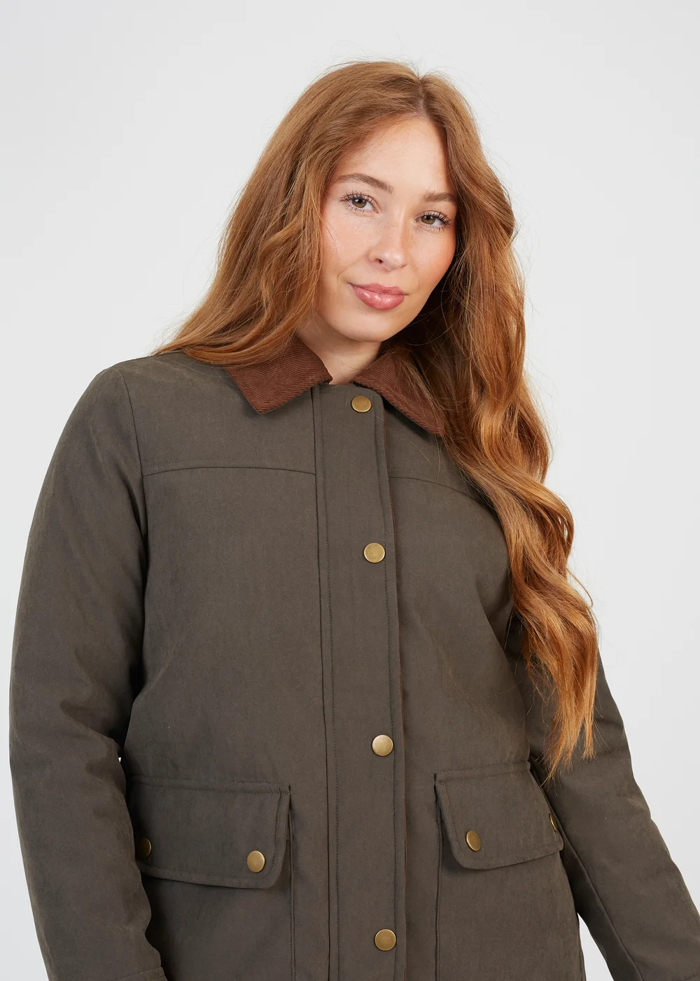 Brave Soul Khaki Twill Jacket with Cord Collar - 8 Image 3