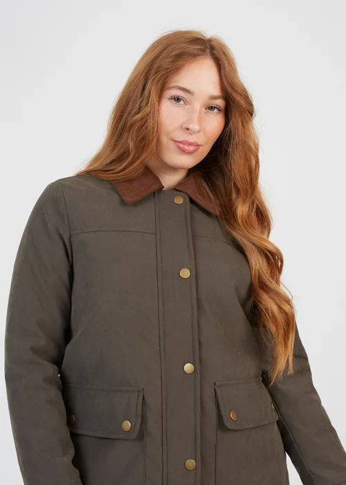 Brave Soul Khaki Twill Jacket with Cord Collar - 8 Image 3