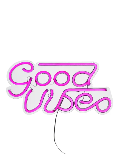 RED5 Purple Neon Effect Good Vibes Wall Light - One Size Image 1