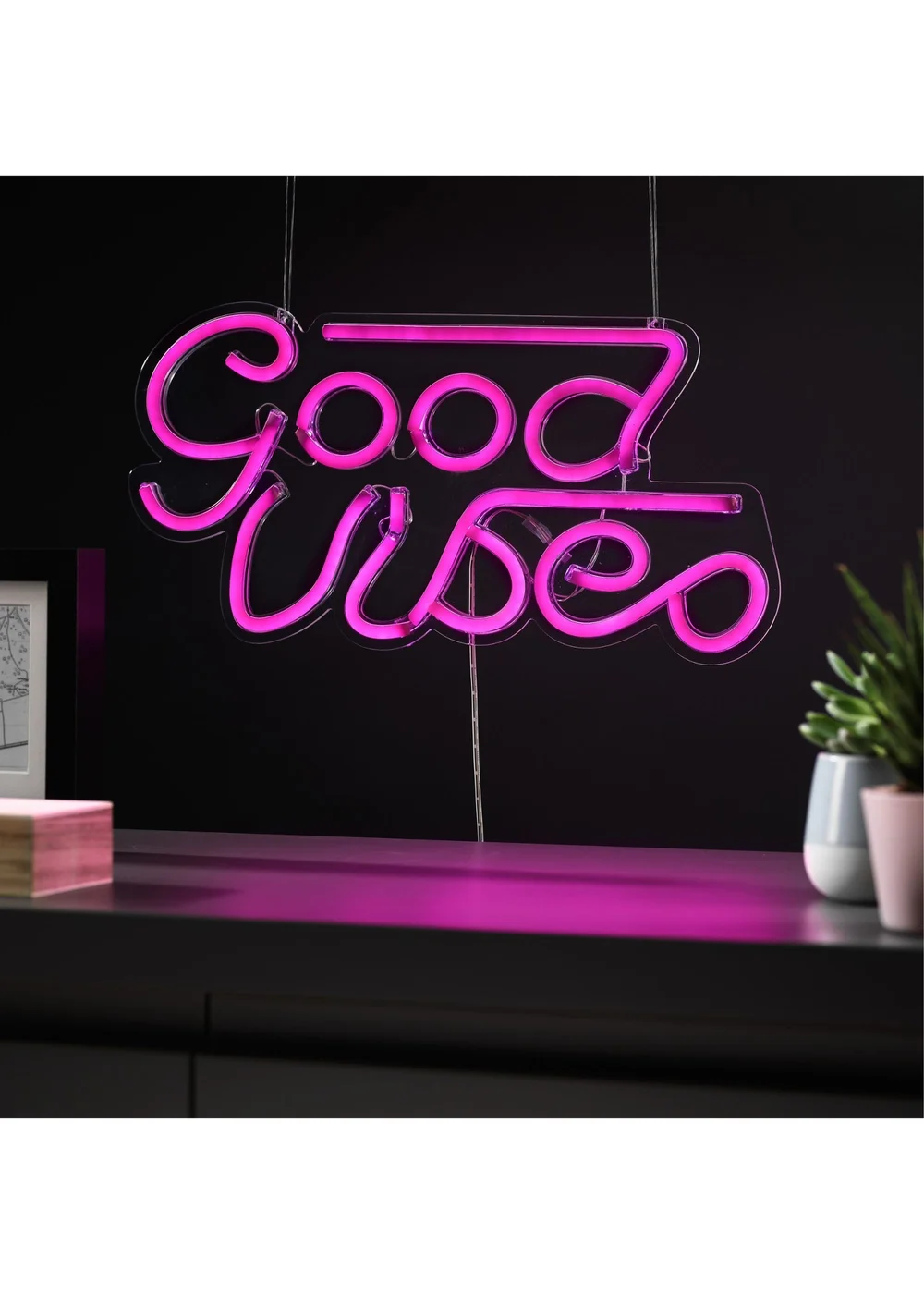 RED5 Purple Neon Effect Good Vibes Wall Light - One Size Image 2