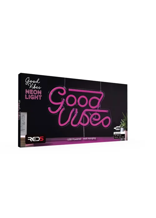 RED5 Purple Neon Effect Good Vibes Wall Light - One Size Image 4