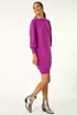 Roman Magenta Button Detail Slash Neck Knitted Stretch Dress - Size 20 Image 2