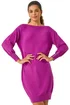 Roman Magenta Button Detail Slash Neck Knitted Stretch Dress - Size 20 Image 1