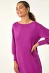 Roman Magenta Button Detail Slash Neck Knitted Stretch Dress - Size 20 Image 4