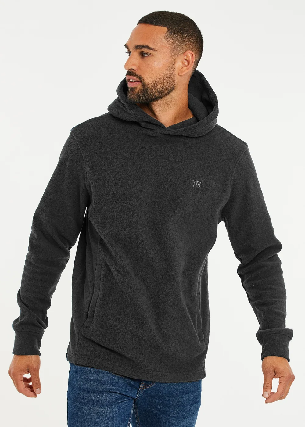 Threadbare Dark Grey Microfleece Overhead Hoodie - S Image 1