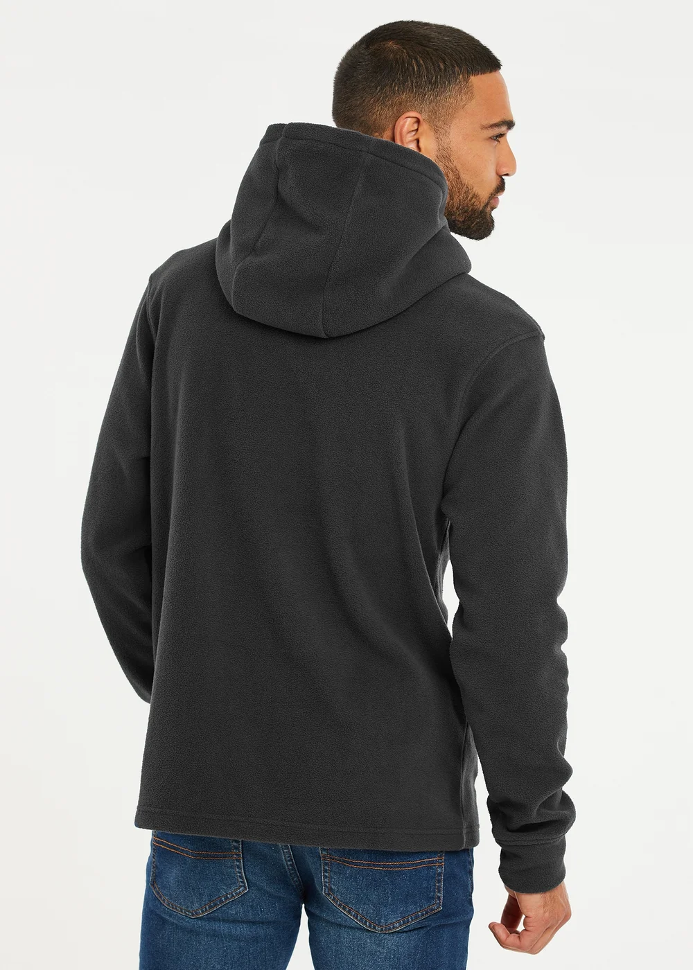 Threadbare Dark Grey Microfleece Overhead Hoodie - S Image 2