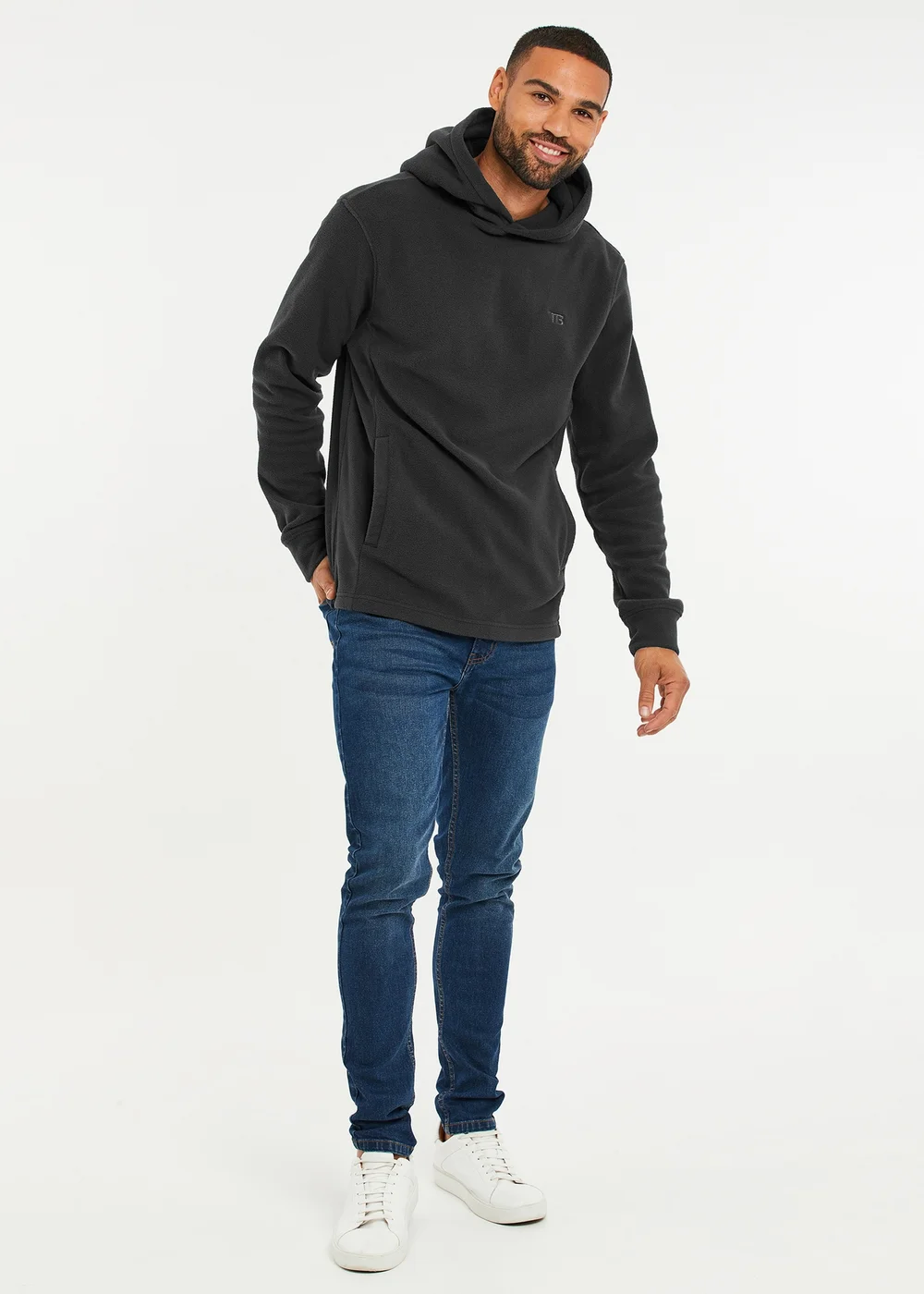 Threadbare Dark Grey Microfleece Overhead Hoodie - S Image 4