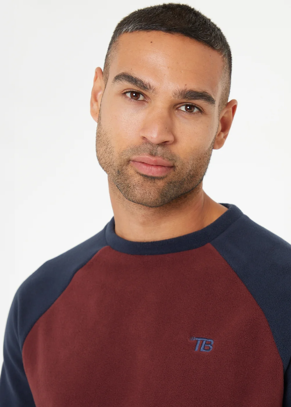 Threadbare Burgundy Raglan Sleeve Microfleece Crew Neck Sweatshirt - S Image 3