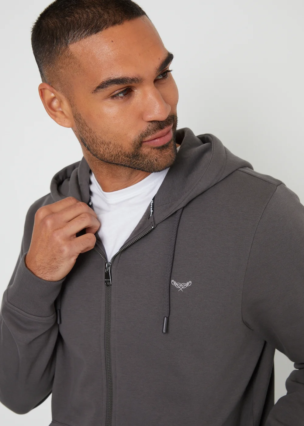 Threadbare Dark Grey Zip Through Hoody - S Image 3
