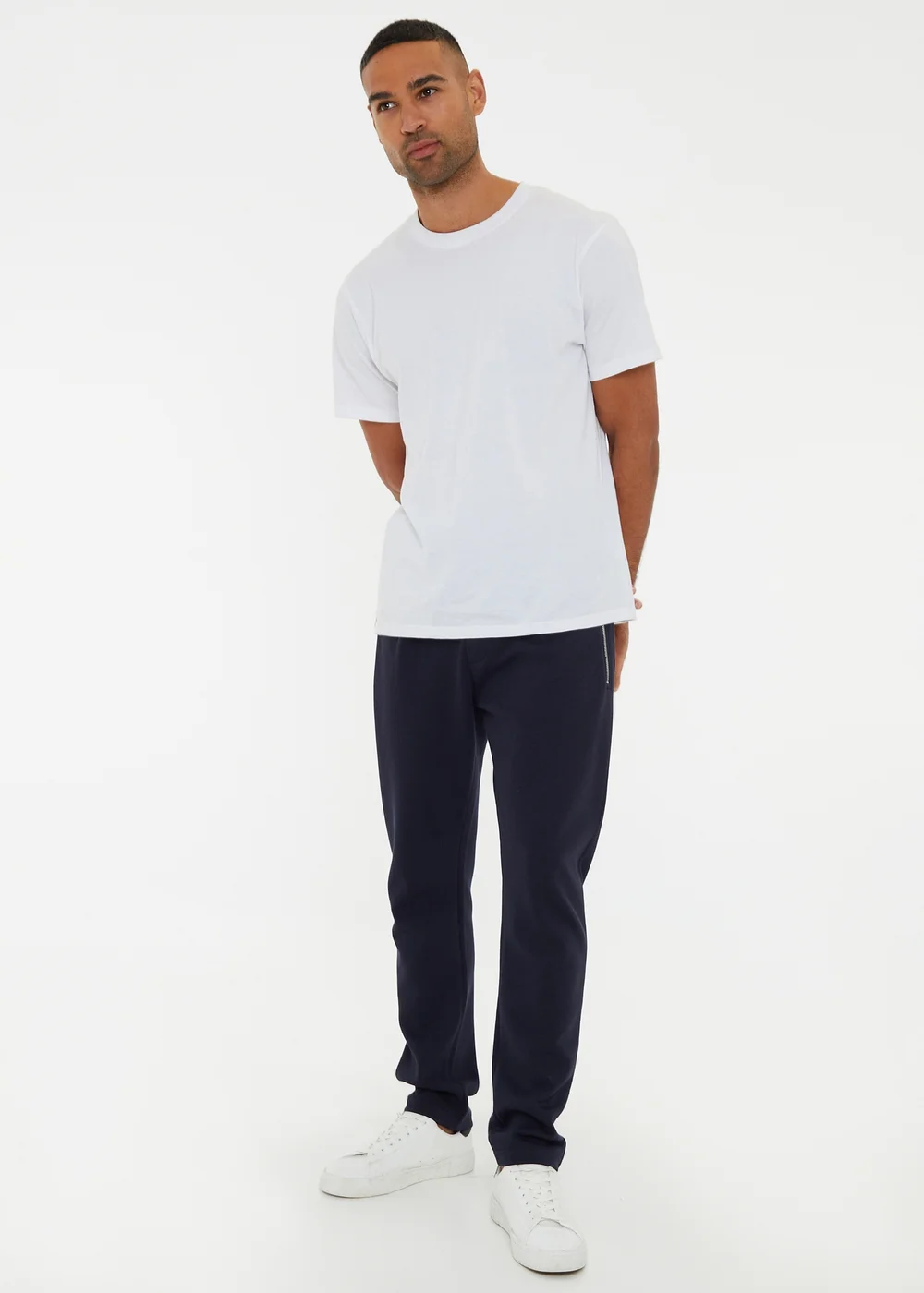 Threadbare Navy Open Hem Pique Joggers - S Image 4