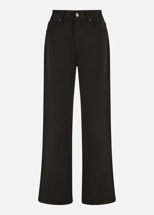 Yumi Black Stretch Canvas Wide Leg High Waist Jeans - 8 Image 3