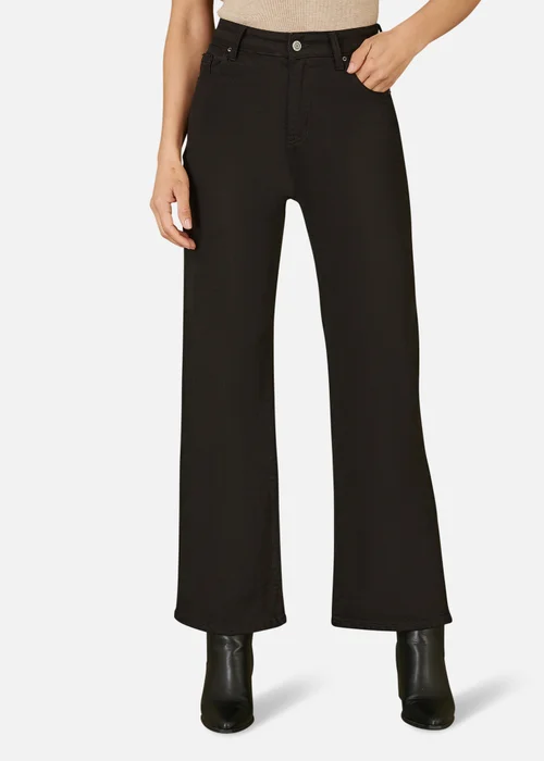 Yumi Black Stretch Canvas Wide Leg High Waist Jeans - 8 Image 2