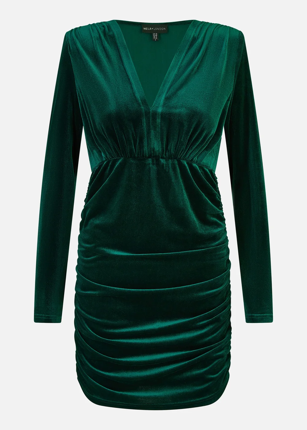 Mela Green Velvet Fitted Long Sleeve Mini Dress - 16 | Matalan Mela Green Velvet Fitted Long Sleeve Mini Dress - 16 | Matalan