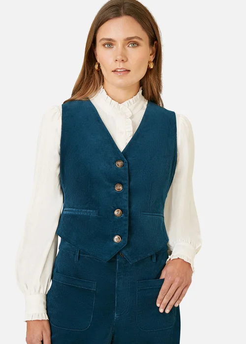 Yumi Teal Cord Trousers With Patch Pockets - 8 Image 2