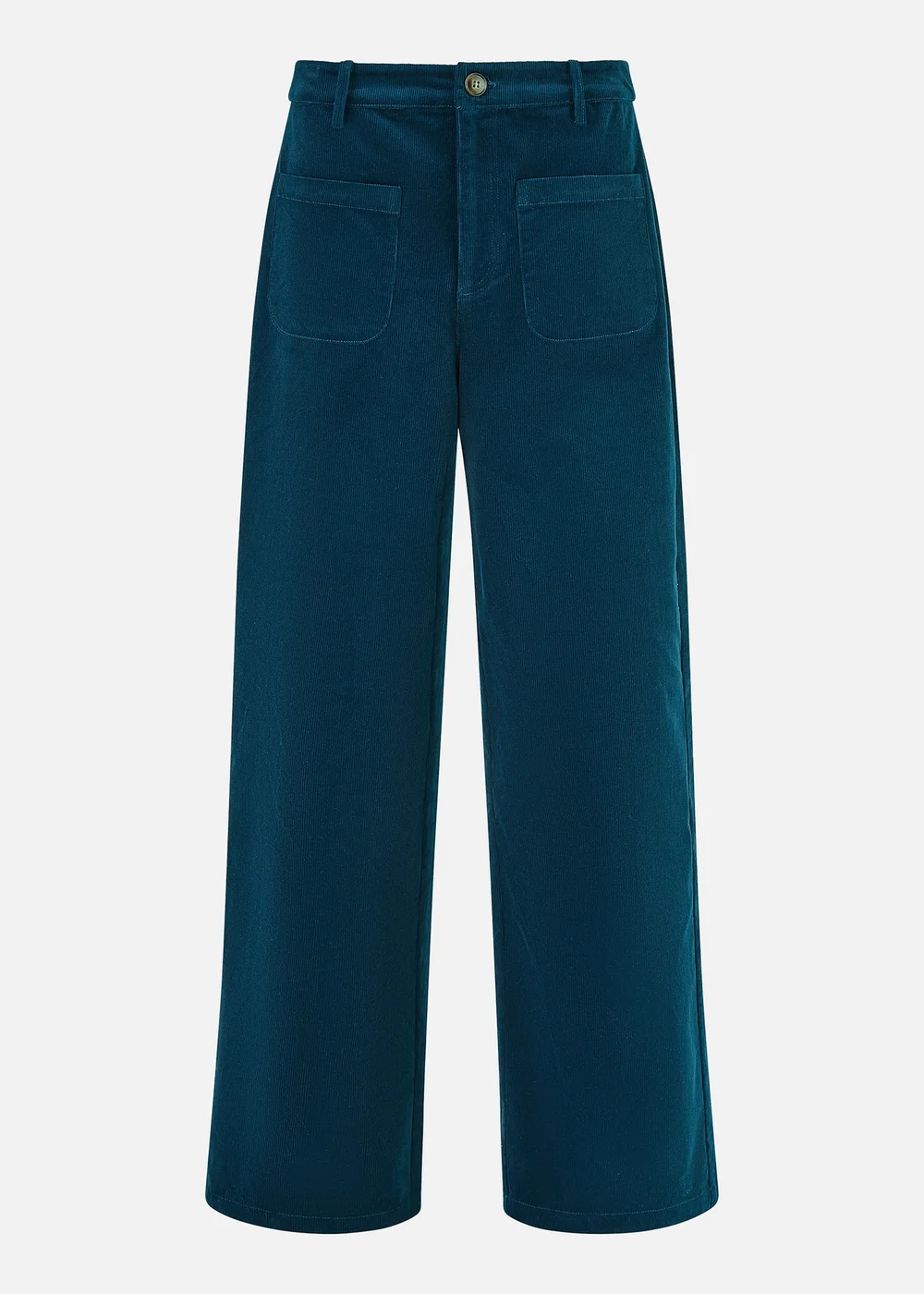 Yumi Teal Cord Trousers With Patch Pockets - 8 Image 3