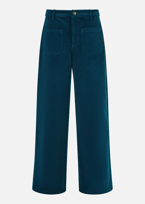 Yumi Teal Cord Trousers With Patch Pockets - 8 Image 3