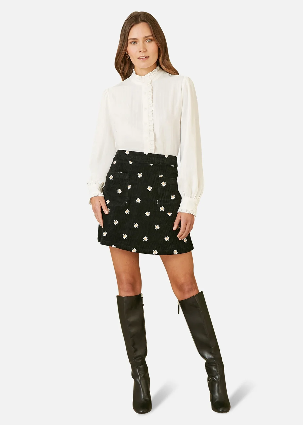 Yumi White Frill High Neck Shirt - 8 Image 1