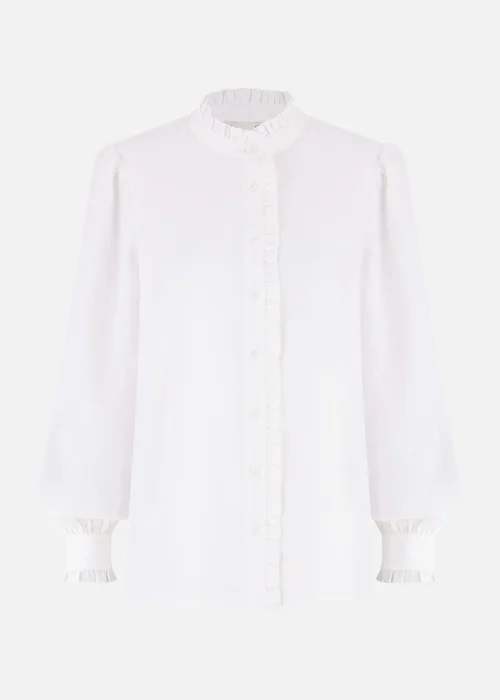 Yumi White Frill High Neck Shirt - 8 Image 2