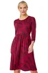 Roman Burgundy Petite Swirl Print Pocket Stretch Dress - 10 Image 2
