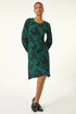 Roman Green Ditsy Floral Gathered Stretch Dress - 22 Image 2