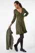 Roman Khaki Floral Print Wrap Front Stretch Dress - 10 Image 3