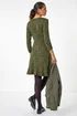 Roman Khaki Floral Print Wrap Front Stretch Dress - 10 Image 4