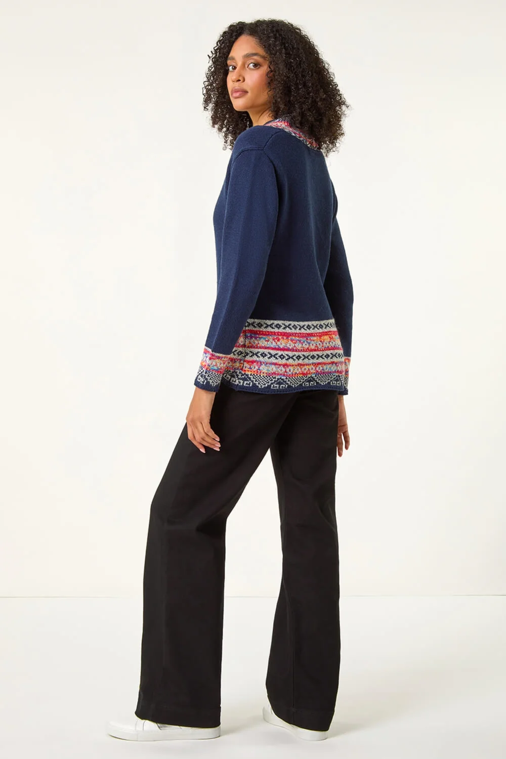 Roman Midnight Blue Nordic Print Button Detail Jumper - Size 12 Image 3