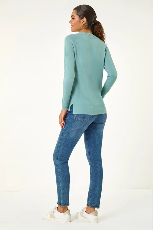 Roman Pale Blue Plain Soft Crew Neck Jumper - 12 Image 3