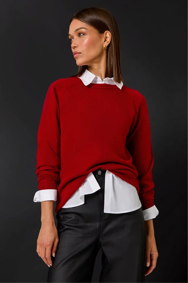 Roman Red Plain Soft Crew Neck Jumper