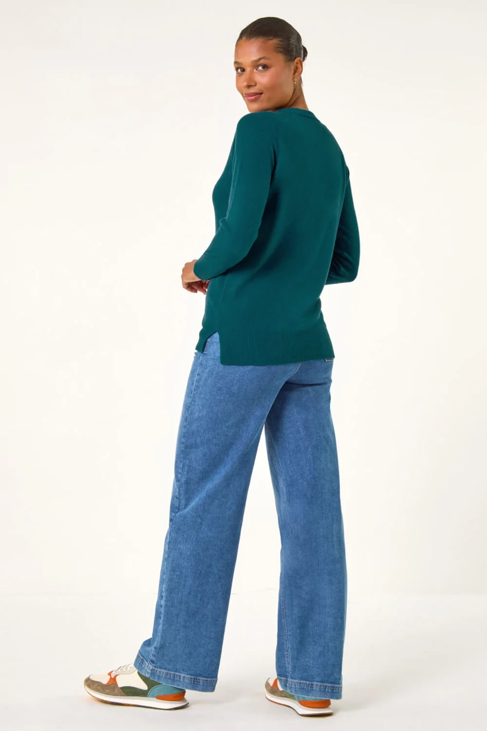 Roman Teal Plain Soft Crew Neck Jumper - 14 Image 3