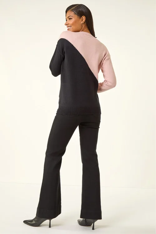 Roman Black Sparkly Colour Block Jumper - 6 Image 3