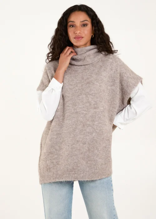 Blue Vanilla Mocha Chunky Roll Neck Tabard - One Size Image 1