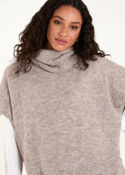 Blue Vanilla Mocha Chunky Roll Neck Tabard - One Size Image 3