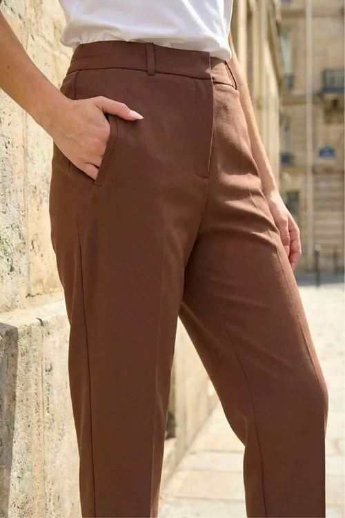 Roman Chocolate Short Straight Leg Stretch Trouser - 6 Image 4