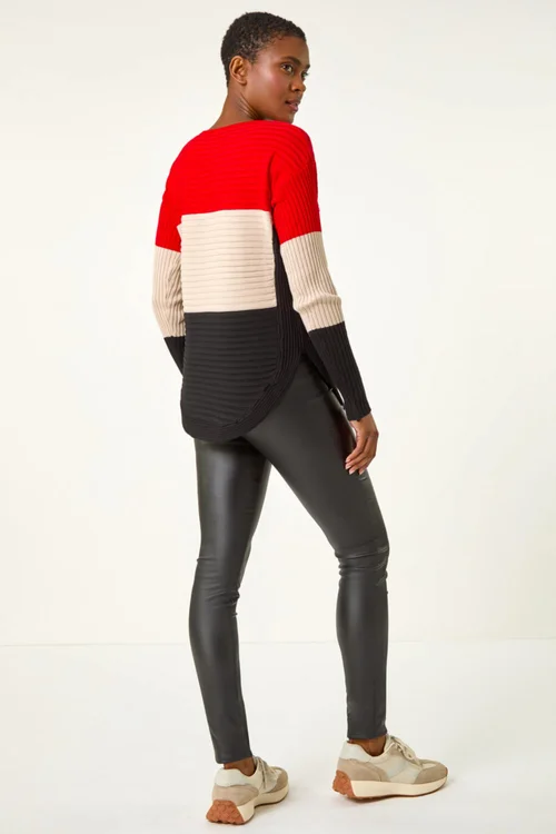 Roman Red Colour Block Zip Front Knit Jumper - 10 Image 3